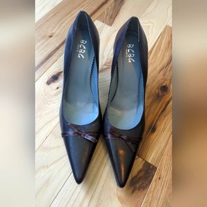 BCBG Paris Dark Brown Leather Pumps with Bow Size 10